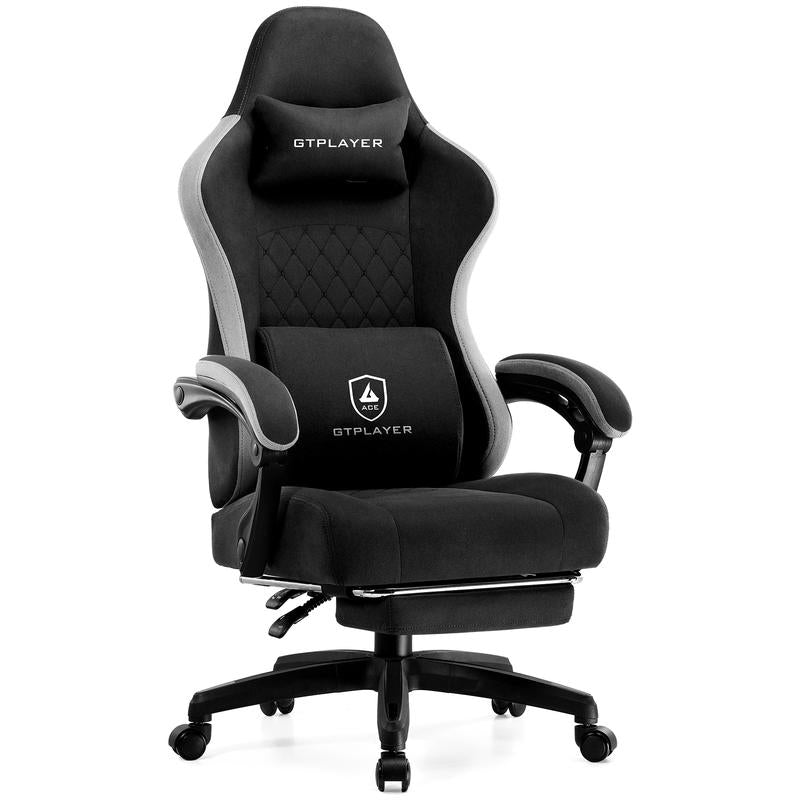 GTPLAYER Gaming Chair, Technical Fabric Office Chair with Pocket Spring Cushion, Linkage Armrests and Footrest, High Back Ergonomic Chair, Adjustable Comfortable Modern